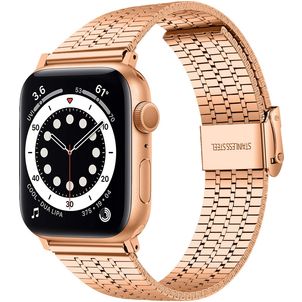 Mobigear Kopenhagen Edelstahl Apple Watch Armband Klappschließe - 49/46/45/44 mm - Roségold