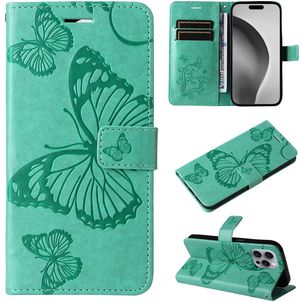 Mobigear Butterfly iPhone 16 Pro Max Hülle Klapphülle Geldbörse - Grün
