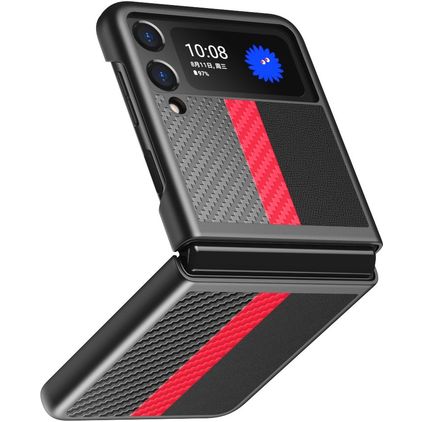 Mobigear Racing Samsung Galaxy Z Flip 3 Hülle Hardcase Backcover - Schwarz / Rot