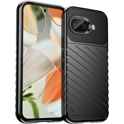 Mobigear Groove Google Pixel 9a Hülle Flexibles TPU Klapphülle - Schwarz