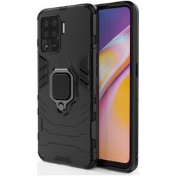 Mobigear Armor Ring OPPO A94 Hardcase Backcover Shockproof mit Ringhalter - Schwarz