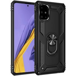 Mobigear Armor Ring Samsung Galaxy A51 Hülle Hardcase Backcover Stoßfest mit Ringhalter - Schwarz