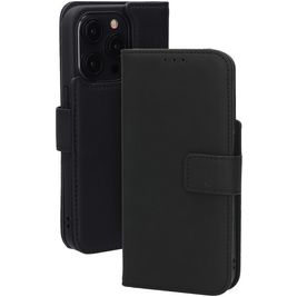Mobiparts Wallet iPhone 15 Pro MagSafe Hülle Echtes Leder Klapphülle Geldbörse - Schwarz