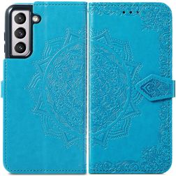 Mobigear Mandala Samsung Galaxy S21 FE Klapphülle Portemonnaie - Blau