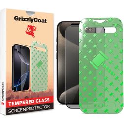 GrizzlyCoat Easy Align AntiSpy iPhone 15 Pro Panzerglas Gehärtetes Glas Displayschutz Privacy - Hüllenfreundlich + Applikator - Schwarz