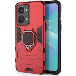 Mobigear Armor Ring OnePlus Nord 2T 5G Hülle Hardcase Backcover Stoßfest mit Ringhalter - Rot