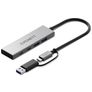 Cygnett Unite 4-in-1 USB-A / USB-C auf USB-A / USB-C Hub - Silber