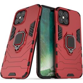 Mobigear Armor Ring iPhone 12 Pro Max Hülle Hardcase Backcover Stoßfest mit Ringhalter - Rot