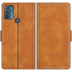 Mobigear Slim Magnet Motorola Moto G50 Hülle Klapphülle Geldbörse - Cognac