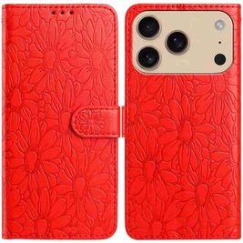 Mobigear Flowers iPhone 17 Pro Max Hülle Klapphülle Geldbörse - Rot