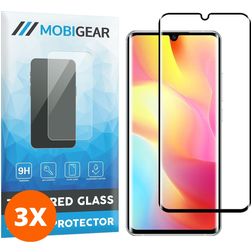 Mobigear Premium Xiaomi Mi Note 10 Lite Panzerglas Gehärtetes Glas Displayschutz - Hüllenfreundlich - Schwarz (3er Pack)