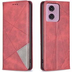 Mobigear Rhombus Slim Motorola Moto G04 Hülle Klapphülle - Rot