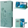 Mobigear Flowers Motorola Moto G82 Hülle Klapphülle Geldbörse - Grün