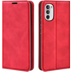 Mobigear Retro Slim Motorola Moto G52 Hülle Klapphülle Geldbörse - Rot