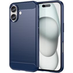Mobigear Brushed Slim iPhone 16 Hülle Flexibles TPU Backcover - Blau