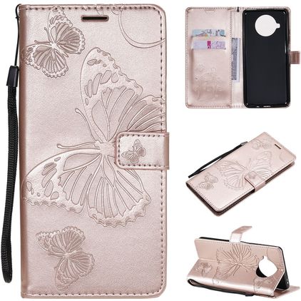 Mobigear Butterfly Xiaomi Mi 10T Lite Klapphülle Portemonnaie - Roségold