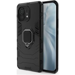 Mobigear Armor Ring Xiaomi Mi 11 Hardcase Backcover Shockproof mit Ringhalter - Schwarz