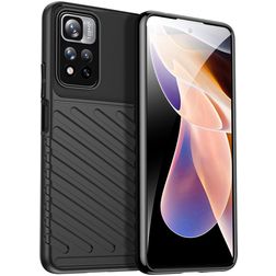 Mobigear Groove Xiaomi Redmi Note 11T Hülle Flexibles TPU Backcover - Schwarz