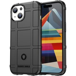 Mobigear Rugged Shield iPhone 15 Hülle Flexibles TPU Backcover Stoßfest - Schwarz