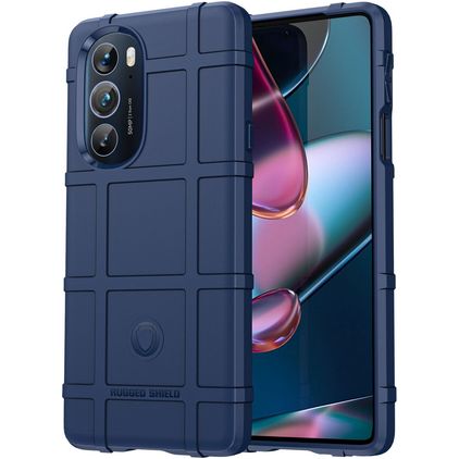 Mobigear Rugged Shield Motorola Edge X30 Hülle Flexibles TPU Backcover Stoßfest - Blau
