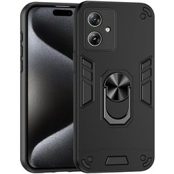 Mobigear Armor Ring Motorola Moto G54 Hülle Hardcase Backcover Stoßfest mit Ringhalter - Schwarz
