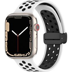 Mobigear Sport Plus Mag Silikon Apple Watch Armband Magnetverschluss - 42/41/40/38 mm - Schwarz / Weiß