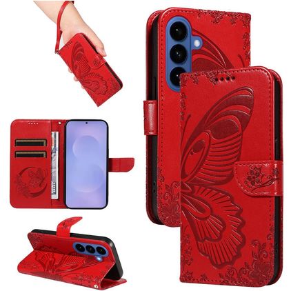 Mobigear Butterfly Samsung Galaxy S26 Plus Hülle Klapphülle Geldbörse - Rot