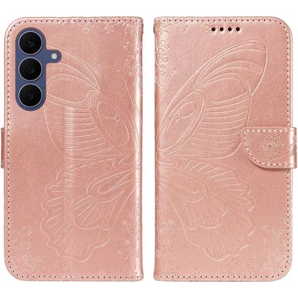 Mobigear Butterfly Samsung Galaxy S26 FE Hülle Klapphülle Geldbörse - Roségold