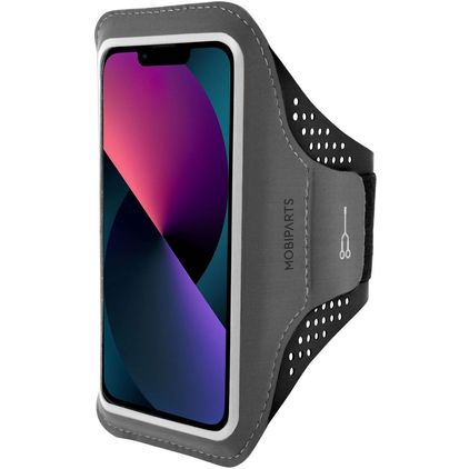 Mobiparts Comfort Fit Handyhalterung Joggen iPhone 13 Mini Sporthülle Neopren Sportarmband - Schwarz