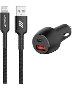 Mobigear Essentials Dual USB / USB-C Auto Ladegerät Apple Lightning 1 Meter Power Delivery 48W - Schwarz