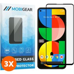 Mobigear Premium Google Pixel 5a 5G Panzerglas Gehärtetes Glas Displayschutz - Hüllenfreundlich - Schwarz (3er Pack)