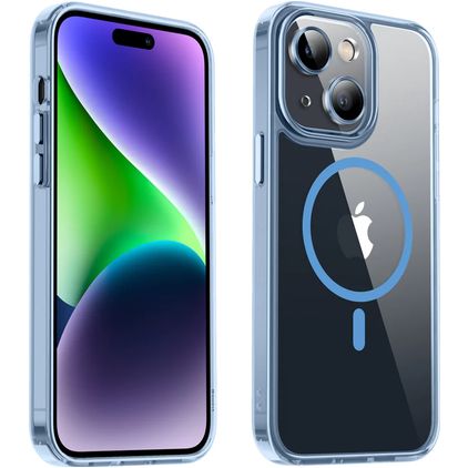Valenta Trend iPhone 15 Plus MagSafe Hülle Hardcase Backcover - Transparent / Blau