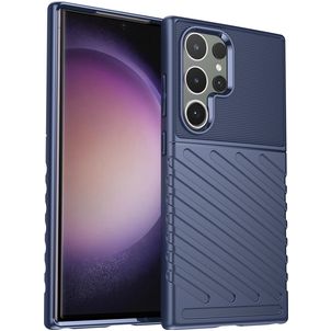 Mobigear Groove Samsung Galaxy S24 Ultra Hülle Flexibles TPU Backcover - Blau