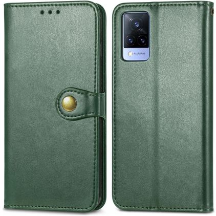 Mobigear Snap Button Vivo V21 Hülle Klapphülle Geldbörse - Grün