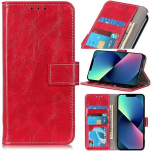 Mobigear Basic iPhone 14 Hülle Klapphülle Geldbörse - Rot
