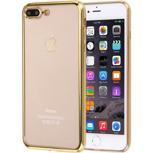 Mobigear Royal iPhone 8 Plus Hülle Flexibles TPU Backcover - Transparent / Gold