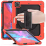 Mobigear SureGrip Xtreme iPad Air 13 Zoll (2025) Hülle Kunststoff,Silikon Backcover + Stifthalter + Schulterträger + Ständer - Rot