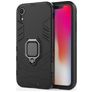 Mobigear Armor Ring iPhone XR Hülle Hardcase Backcover Stoßfest mit Ringhalter - Schwarz