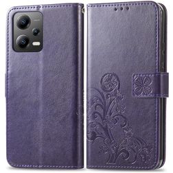 Mobigear Clover POCO X5 Hülle Klapphülle Geldbörse - Lila