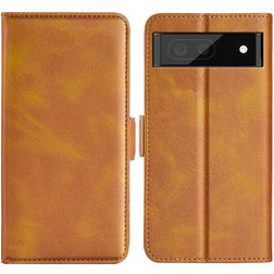Mobigear Slim Magnet Google Pixel 6a Hülle Klapphülle Geldbörse - Cognac