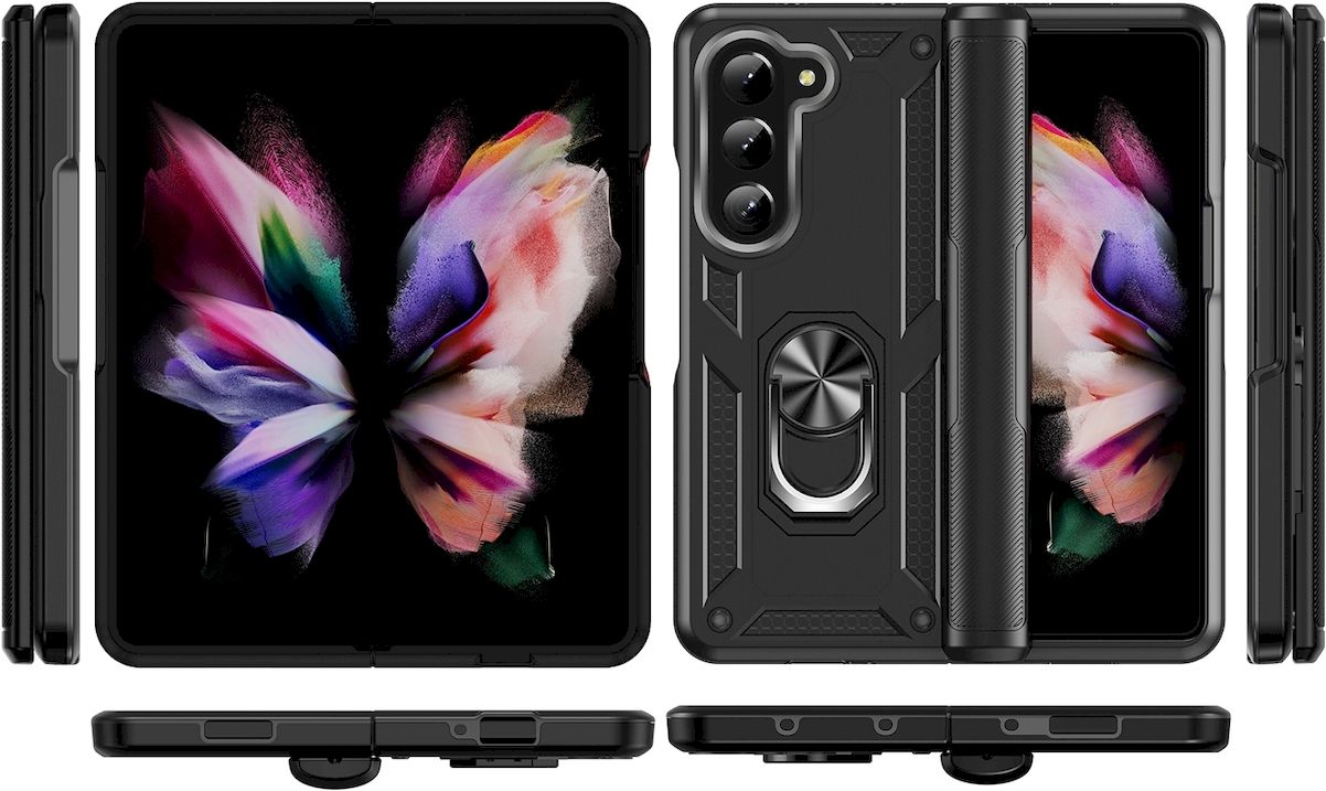 Hülle Für Huawei Nova Y70 Mit Schiebedeckel Für Kamera – Stoßfest, Mit Ring-Ständer & Magnet Für Halterung – Schwarz