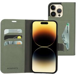 Mobiparts Classic Wallet iPhone 14 Pro Max Hülle Klapphülle Geldbörse - Stone Green