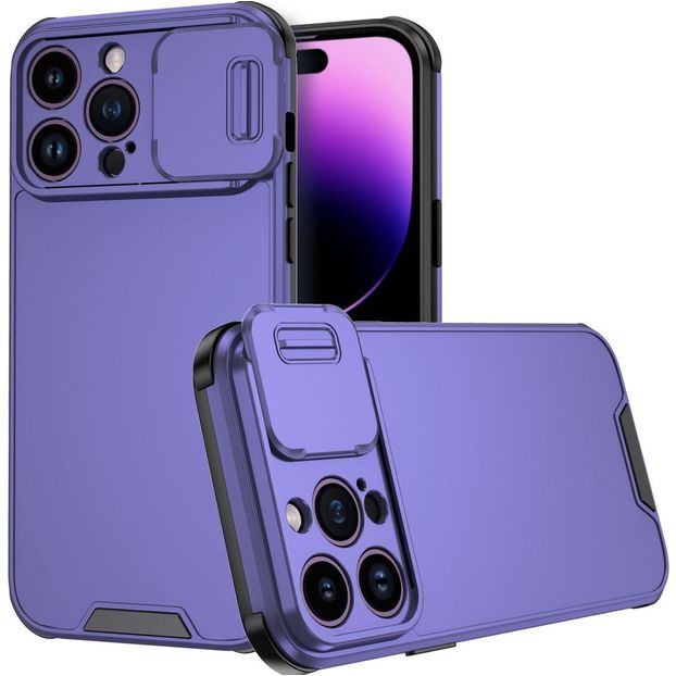 UKLCCU Handyhülle Für IPhone 14 Pro – Mit Kamera-Schiebedeckel & 360° Ständer, Alpinegrün