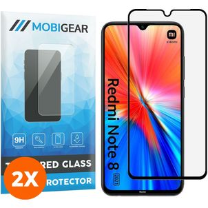 Mobigear Premium Xiaomi Redmi Note 8 Panzerglas Gehärtetes Glas Displayschutz - Hüllenfreundlich - Schwarz (2er Pack)