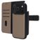 Mobiparts iPhone 17 Pro Hülle Echtes Leder Abnehmbare 2in1 Klapphülle Geldbörse - Taupe