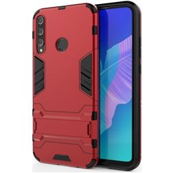 Mobigear Armor Stand Huawei P40 Lite E Hülle Hardcase Backcover Stoßfest mit Ständer - Rot