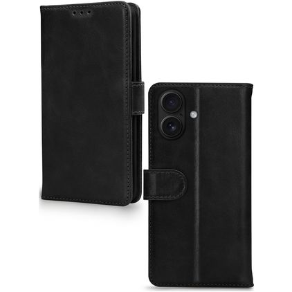Mobilize Wallet iPhone 17 Hülle Echtes Leder Klapphülle Geldbörse - Schwarz
