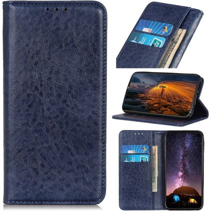 Mobigear Classic Elegance iPhone 12 Hülle Klapphülle Geldbörse - Blau