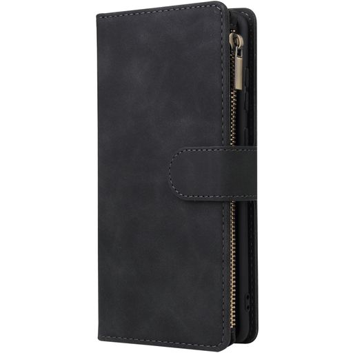 Mobigear Zipper Samsung Galaxy Note 10 Lite Hülle Klapphülle Geldbörse - Schwarz