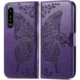 Mobigear Butterfly Sony Xperia 5 IV Hülle Klapphülle Geldbörse - Lila